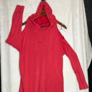Express Hoodie Long shirt Dress with open cap shoulders size M.